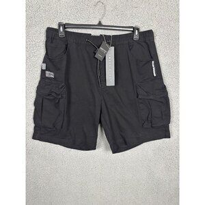 Smoke Rise Mens Black Cargo Pocket Shorts XL Drawstring Elastic Waist NWT's
